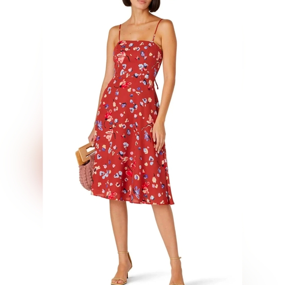 Hutch Anthropologie Rust Brown Declan Floral Midi Tank Sun Dress Sz 0 - Picture 1 of 8